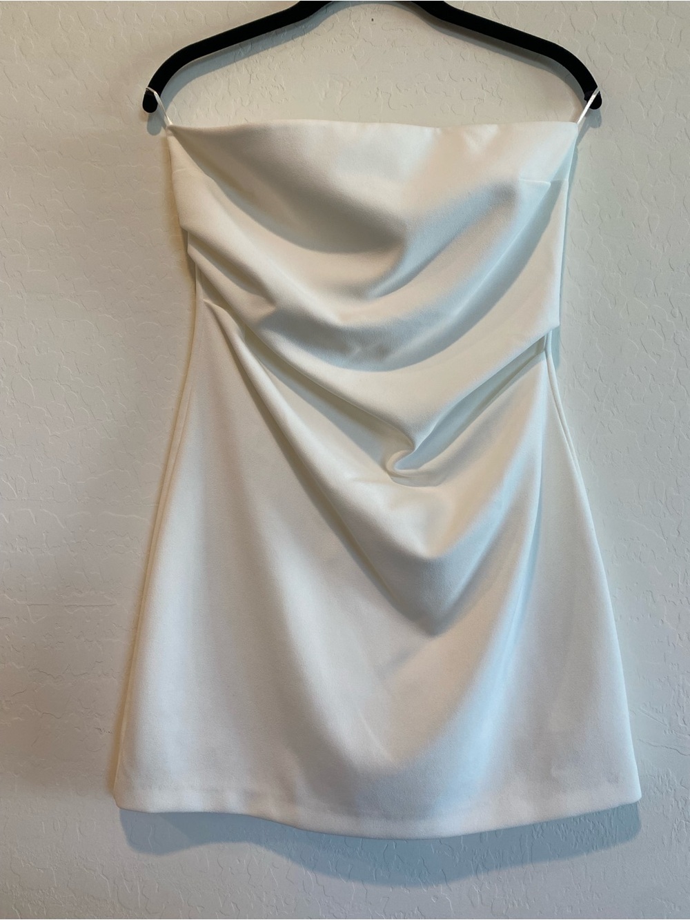 White Strapless Ruched Mini Dress